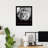 Poster Citation de succès Lion noir et blanc (Bureau à domicile)