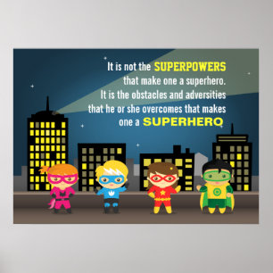 Poster Citation de super-héros motivante et colorée pour 