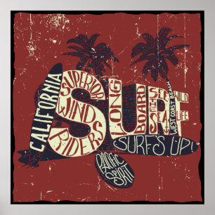 Poster Citation de surfeur de Californie
