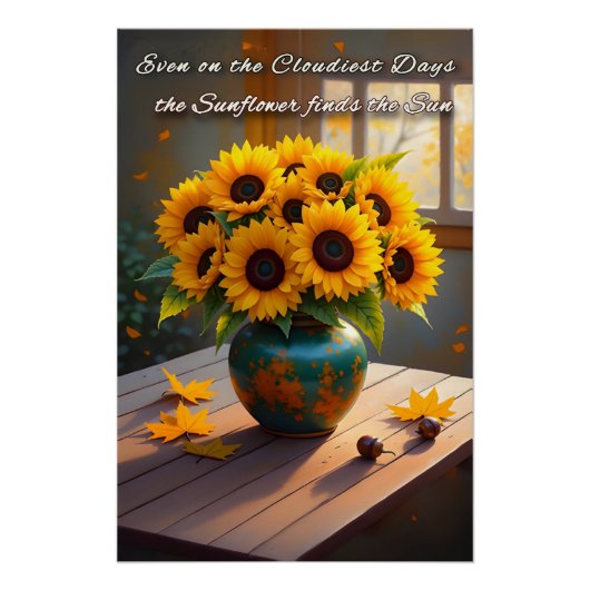 Poster Citation de tournesol inspiré - Mur d'automne rust (Devant)