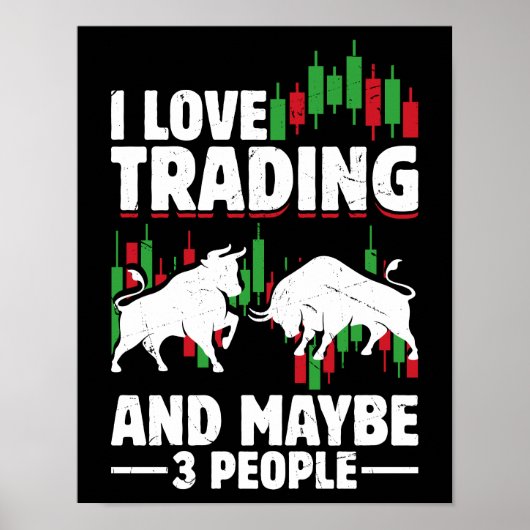 Poster Citation de trading amusante Taureau & Bougie jour (Devant)