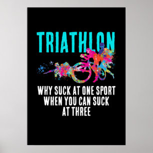 Poster Citation de triathlon amusante avec éclaboussures