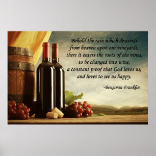 Poster Citation de vin de Benjamin Franklin