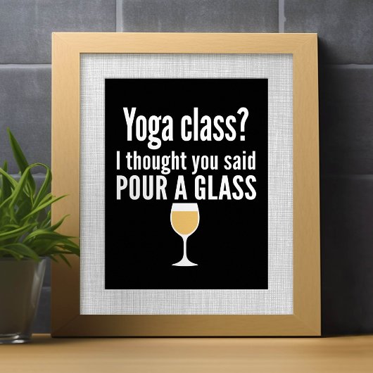 Poster Citation De Vin Drôle - Cours De Yoga ? Verser un