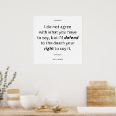 Poster Citation de Voltaire sur la défense de la liberté  (Cuisine)