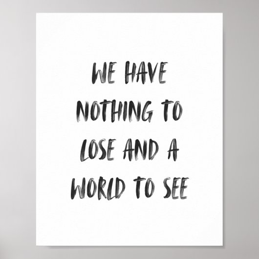 Poster Citation de voyage motivationnelle Brush noir mini (Devant)