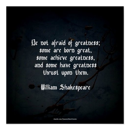 Poster Citation de William Shakespeare - Grandeur (Devant)