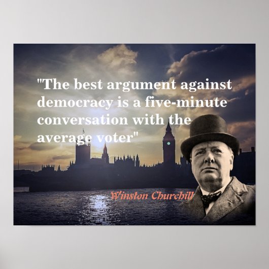 Poster Citation De Winston Churchill Sur La Démocratie (Devant)