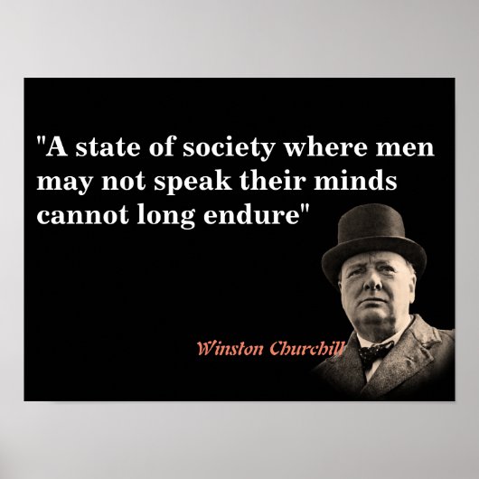 Poster Citation De Winston Churchill Sur La Liberté D'Exp (Devant)