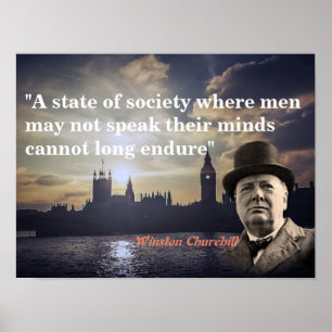 Poster Citation De Winston Churchill Sur La Liberté D'Exp
