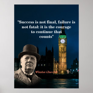 Poster Citation De Winston Churchill Sur L'Affiche Courag