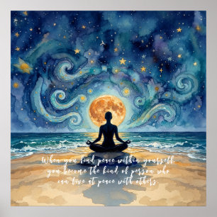 Poster Citation de Yoga Méditation Ciel Nocturne Étoilé L