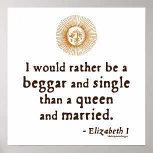 Poster Citation d'Elizabeth I au sujet de mariage