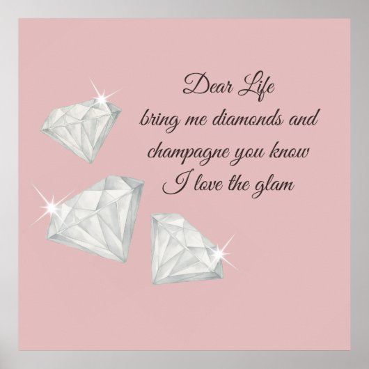 Poster Citation Diamants & Champagne – Édition Cher La Vi (Devant)