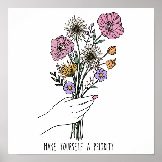 Poster Citation d'inspiration motivationnelle Fleurs dess (Devant)