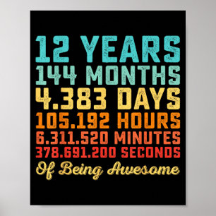 Poster Citation drôle d'anniversaire 12 ans 12e anniversa