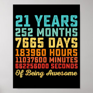 Poster Citation drôle d'anniversaire 21 ans 21e anniversa