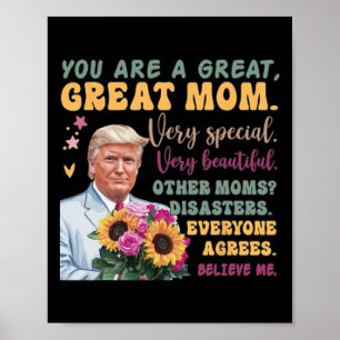 Poster Citation drôle de Donald Trump pour la fête des mè