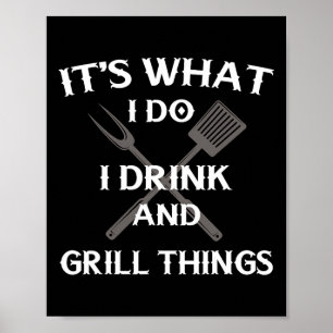 Poster Citation drôle de grillade de BBQ pour la fête des