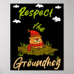 Poster Citation drôle de jour de la marmotte Respectez la