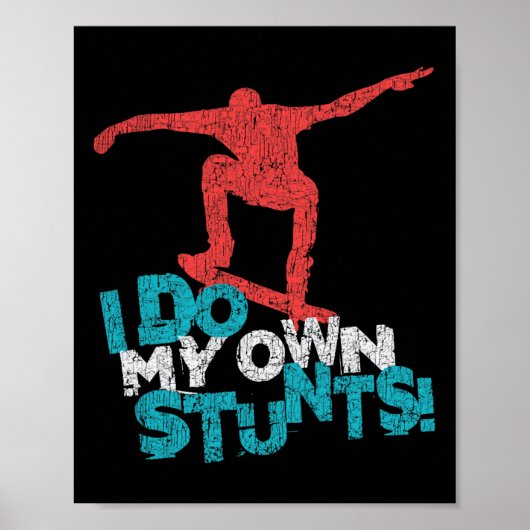 Poster Citation drôle de skateboard cool (Devant)