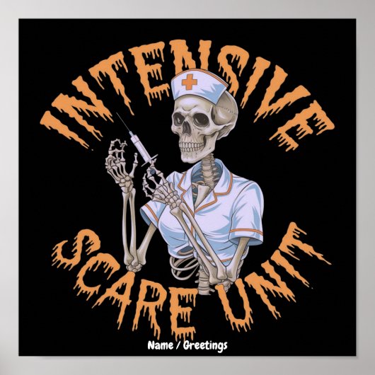 Poster Citation drôle d'Halloween pour infirmière Unité d (Devant)