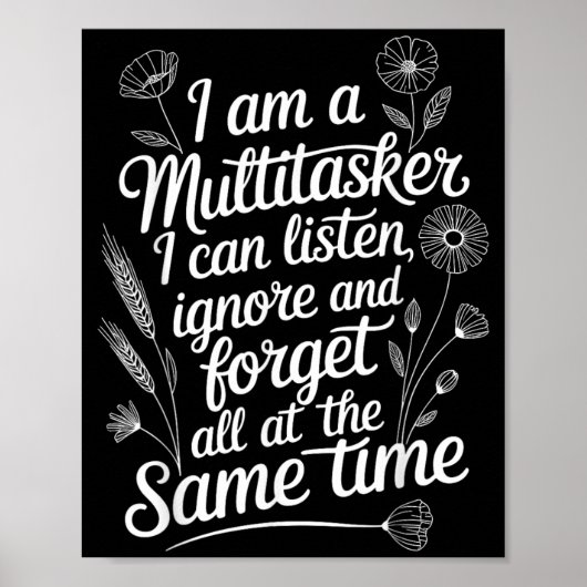 Poster Citation drôle d'humoriste multitâche graphique sa (Devant)