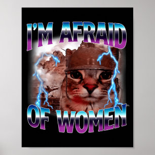 Poster Citation drôle Humour effrayé par les femmes Chat