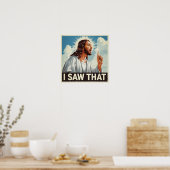 Poster Citation drôle Jésus mème J'ai vu ce chrétien (Cuisine)