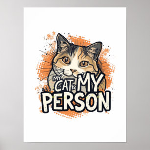 Poster Citation drôle pour amateur de chat Cadeau Mon Cha