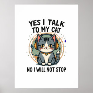 Poster Citation drôle pour amateur de chats introverti -