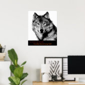 Poster Citation du Courage noir blanc Oeil de loup (Bureau à domicile)