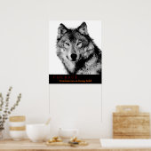 Poster Citation du Courage noir blanc Oeil de loup (Cuisine)