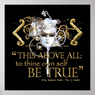 Poster Citation du hameau "self be true" (version or)