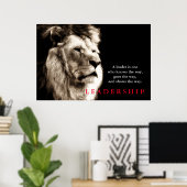 Poster Citation du leadership motivationnel du lion (Bureau à domicile)