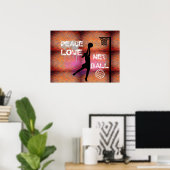 Poster Citation en Netball de Graffiti Peace Love (Bureau à domicile)