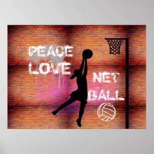 Poster Citation en Netball de Graffiti Peace Love