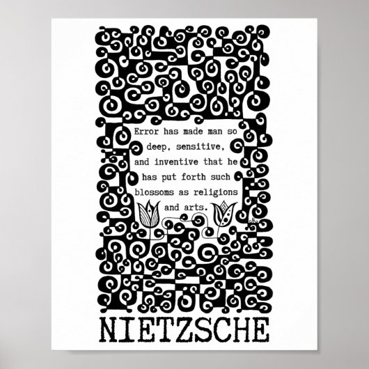 Poster Citation ERROR noir et blanc de Nietzsche (Devant)