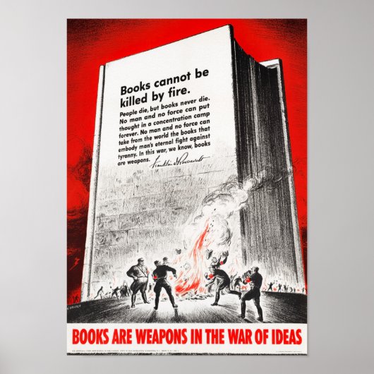 Poster Citation FDR Sur La Brûlure Du Livre - 2ÈME GUERRE (Devant)