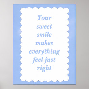 Poster Citation florale bleue inspirée de Cottagecore vin