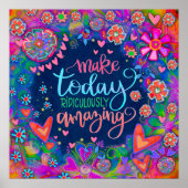 Poster Citation Florale Inspirationnelle Joli Coeur Bleu (Devant)