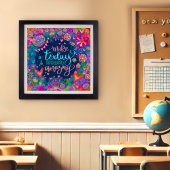 Poster Citation Florale Inspirationnelle Joli Coeur Bleu