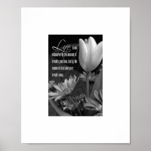 Poster Citation florale noire et blanche