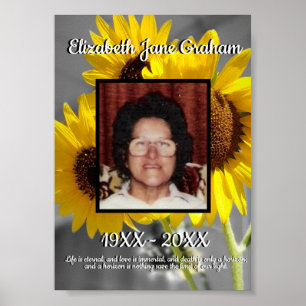 Poster Citation Fond de tournesols Photo Mémorial