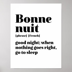 Poster Citation française d'inspiration Bonne nuit Bonne 