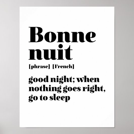 Poster Citation française d'inspiration Bonne nuit Bonne  (Devant)