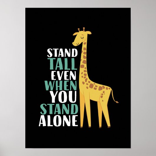 Poster Citation Giraffe Inspirationnelle Stand Haut Même  (Devant)
