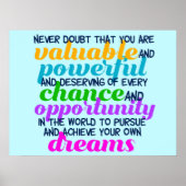 Poster Citation Hillary Clinton Inspirational Dreams (Devant)