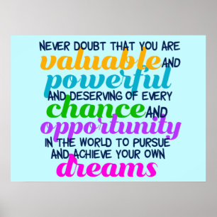 Poster Citation Hillary Clinton Inspirational Dreams
