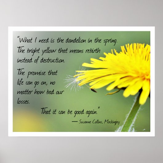 Poster Citation inspirante avec photo Dandelion (Devant)